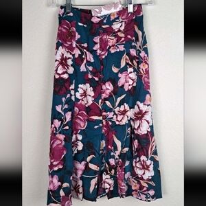 Band Of The Free Floral Teal and Burgundy Women's Skirt